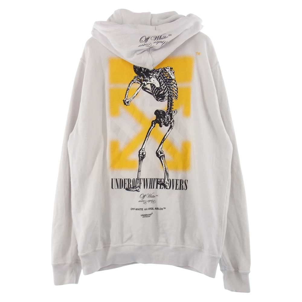 OFF-WHITE オフホワイト × UNDERCOVER アンダーカバー 19AW SKELETON RVRS ZIP HOODIE リバーシブル ジップ パーカー ホワイト系 L【中古】