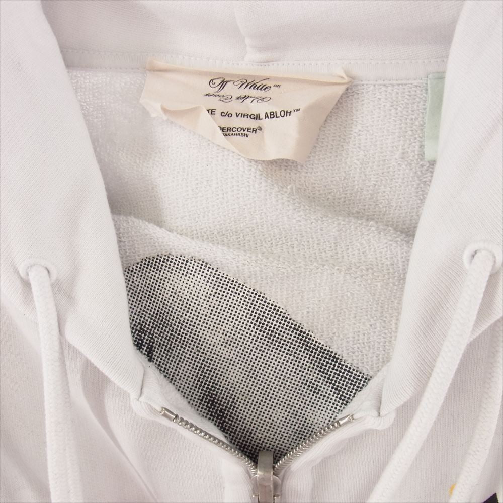 OFF-WHITE オフホワイト × UNDERCOVER アンダーカバー 19AW SKELETON RVRS ZIP HOODIE リバーシブル ジップ パーカー ホワイト系 L【中古】