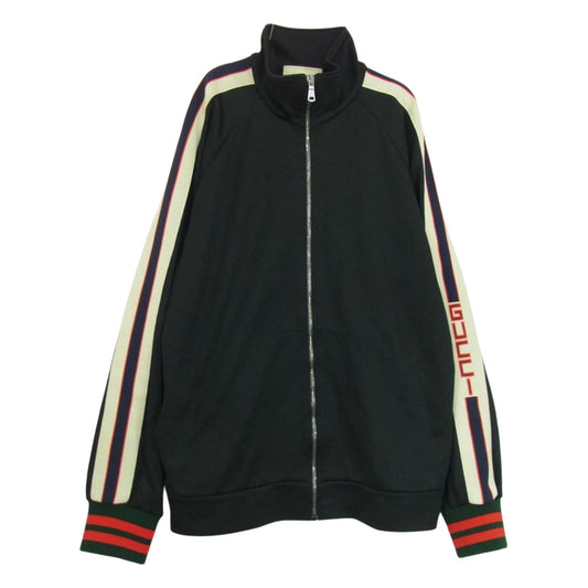 GUCCI グッチ サイドライン テクニカル ジャージー トラック ブルゾン ジャケット ブラック系 XL【中古】