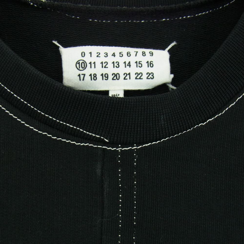 MAISON MARGIELA メゾンマルジェラ 10ライン S30GU0049 Oversized Panelled Loopback Cotton-jersey Sweatshirt 4ステッチ パッチワーク クルーネック スウェット ブラック系 46【中古】