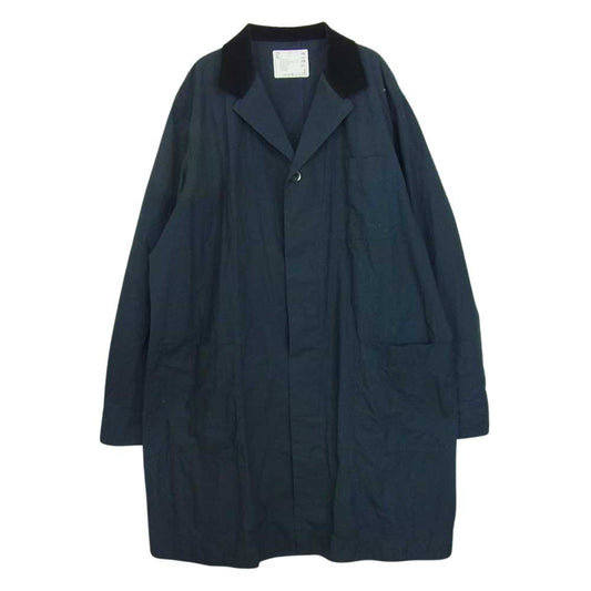 Sacai サカイ 17SS 17-01318M Typewriter Pattern Coat 襟ベロア切替 タイプライター スプリングコート ネイビー系 3【中古】