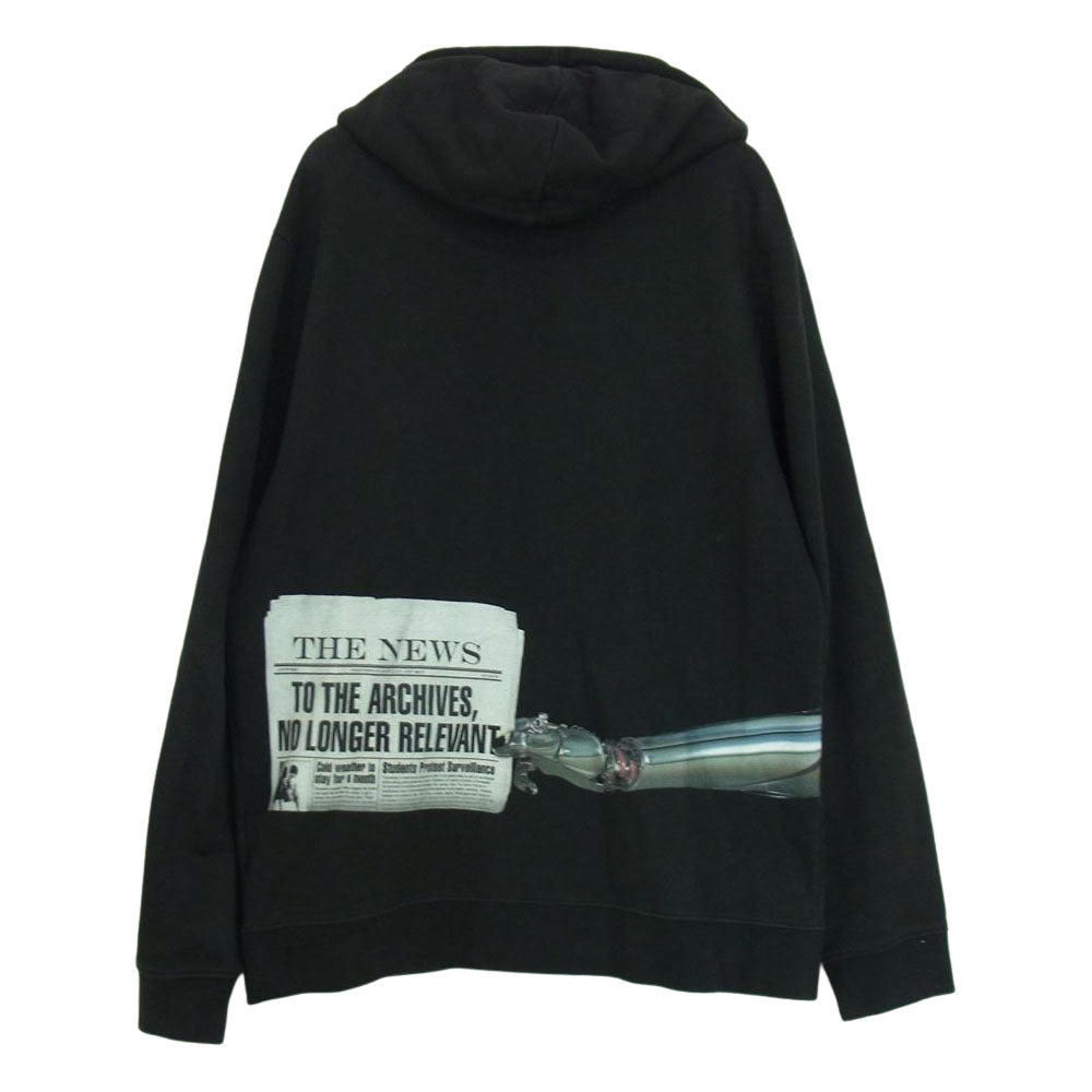 RAF SIMONS ラフシモンズ 15AW 152-182 robot hand hoodie バックプリント RSパッチ付き ジップアップ スウェット パーカー ブラック系 S【中古】