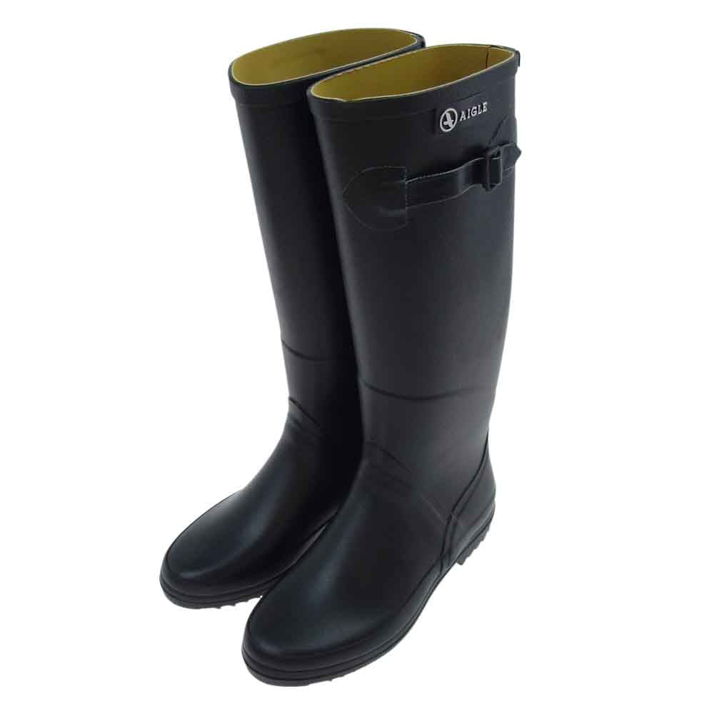 AIGLE エーグル 86566.4 CHANTEBELLE シャンタベル ロング レイン ブーツ ブラック系 35【新古品】【未使用】【中古】