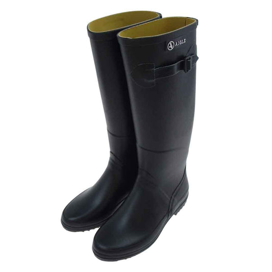 AIGLE エーグル 86566.4 CHANTEBELLE シャンタベル ロング レイン ブーツ ブラック系 35【新古品】【未使用】【中古】