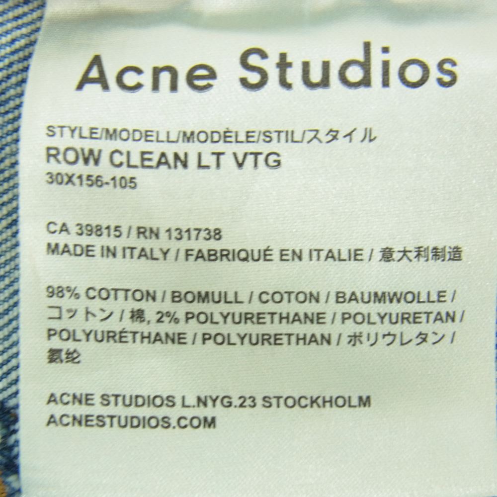 ACNE STUDIOS アクネストゥディオズ 30X156-105 ROW CLEAN LT VTG ヴィンテージ加工 ストレッチ テーパード デニム インディゴブルー系 28/32【中古】