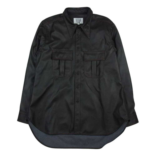 ライスナインテン VEGAN LEATHER SOUTIEN COLLAR SWITCH SHIRT ヴィーガンレザー シャツ ブラウン系 1【新古品】【未使用】【中古】