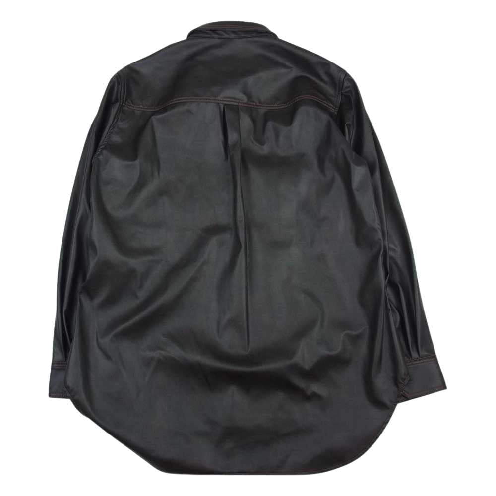 ライスナインテン VEGAN LEATHER SOUTIEN COLLAR SWITCH SHIRT ヴィーガンレザー シャツ ブラウン系 1【新古品】【未使用】【中古】