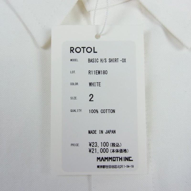 ロトル R11EM180 BASIC H/S SHIRT OX オックスフォード ベーシック 半袖 シャツ ホワイト系 2【中古】