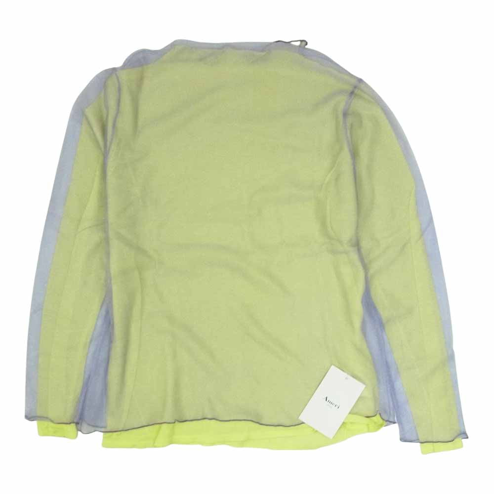 アメリヴィンテージ SIMPLE DOUBLE COLOR TOP シンプル ダブルカラー トップ シアー ニット 長袖 セーター イエロー イエロー系 F【極上美品】【中古】