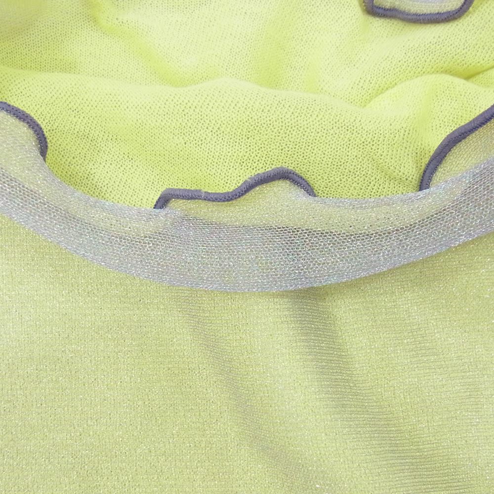 アメリヴィンテージ SIMPLE DOUBLE COLOR TOP シンプル ダブルカラー トップ シアー ニット 長袖 セーター イエロー イエロー系 F【極上美品】【中古】