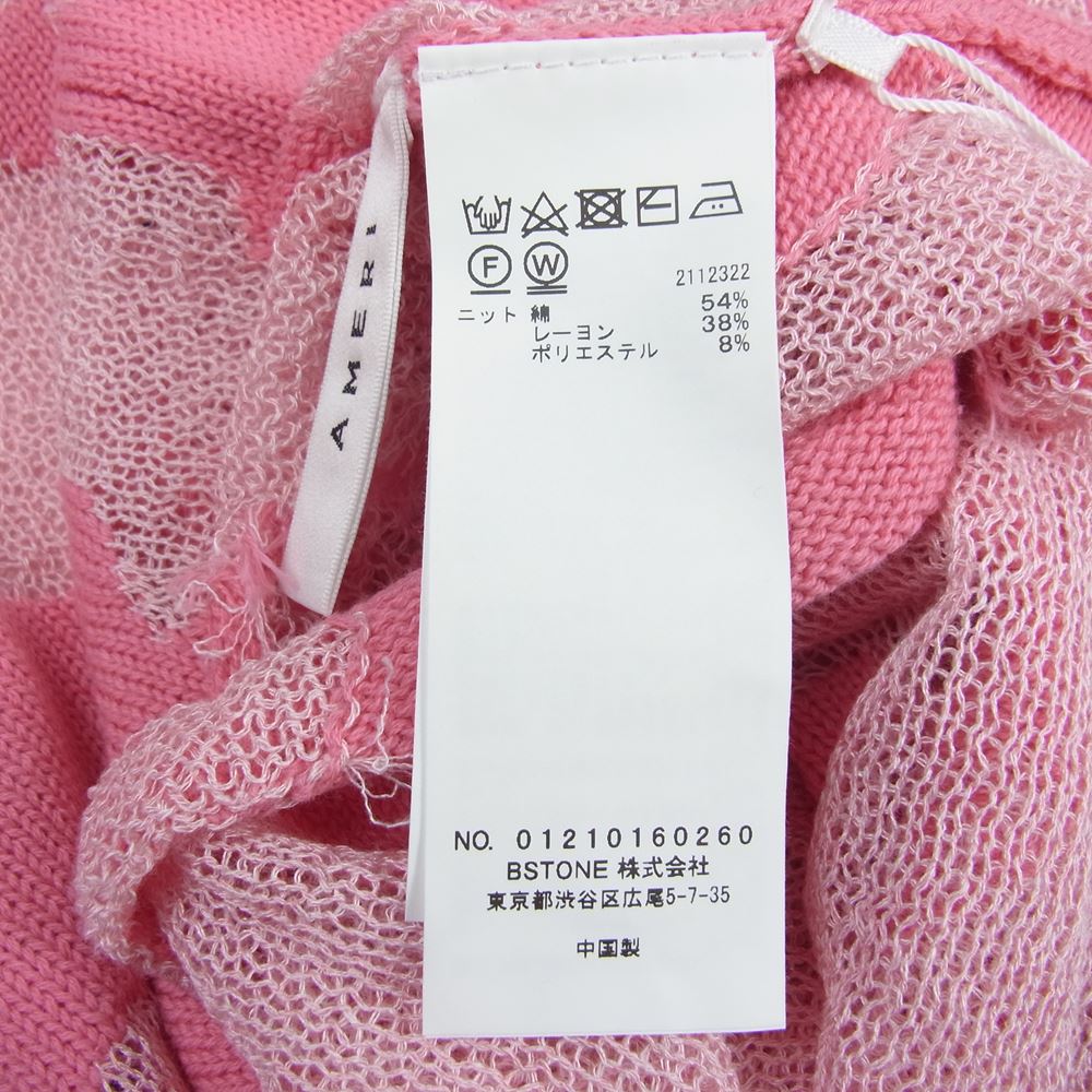 アメリ ヴィンテージ 01210160260 DEVORER SHEER KNIT シアー ニット 長袖 セーター ピンク系 F【新古品】【未使用】【中古】