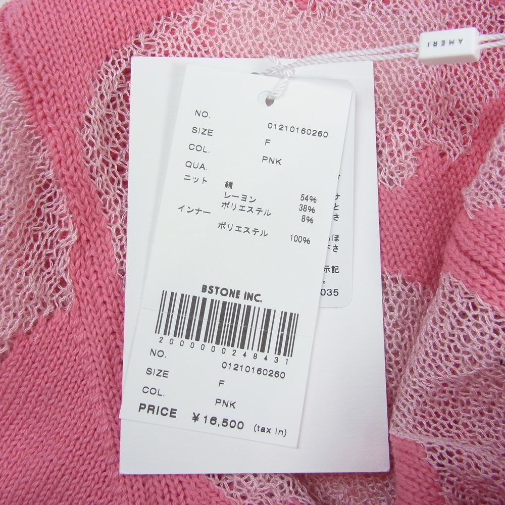アメリ ヴィンテージ 01210160260 DEVORER SHEER KNIT シアー ニット 長袖 セーター ピンク系 F【新古品】【未使用】【中古】