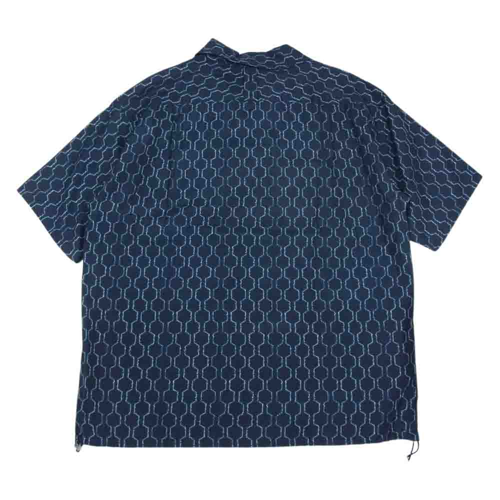 ロトル R0910EM15 H/S OPEN COLLAR SHIRT HEXAGON ヘキサゴン プリント オープンカラー 半袖 レーヨン シャツ ネイビー系 3【美品】【中古】