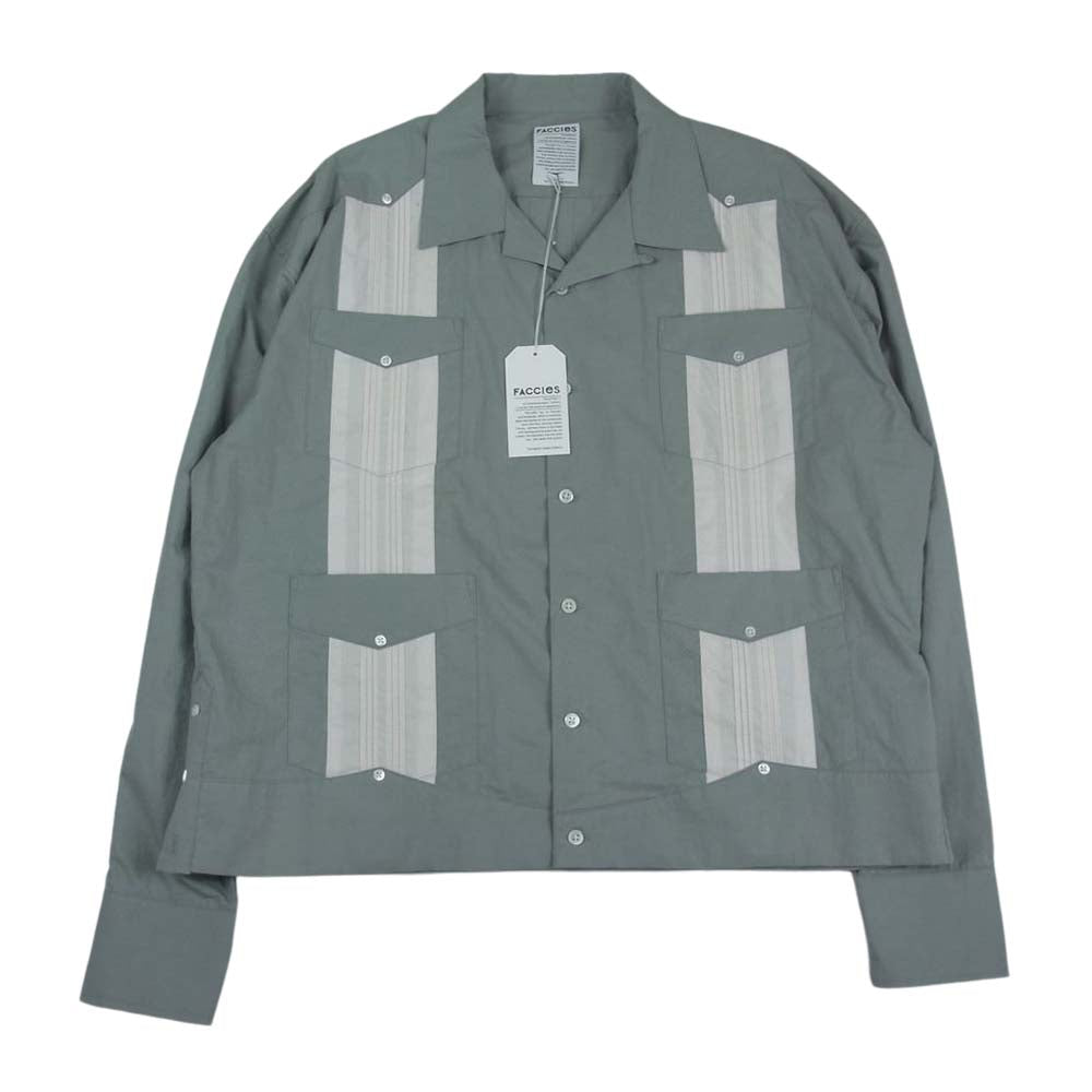 ファチーズ FCS21SF007 OUMI BLEACJING CUBAN SHIRT 近江ブリッチング キューバ シャツ グリーン系 1【美品】【中古】