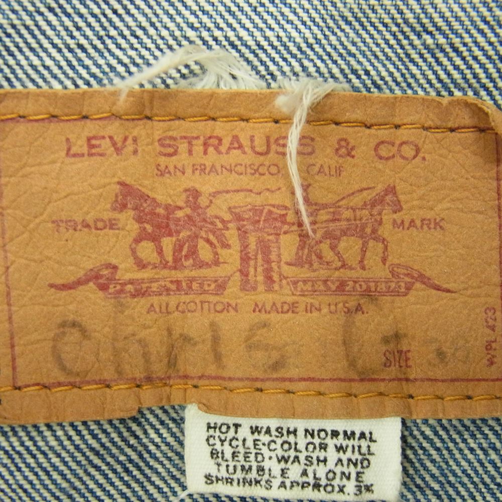 Levi's リーバイス ヴィンテージ オリジナル 70505 BIG E 4th 刻印529 布製ケアタグ デニム ジャケット インディゴブルー系 サイズ表記無【中古】