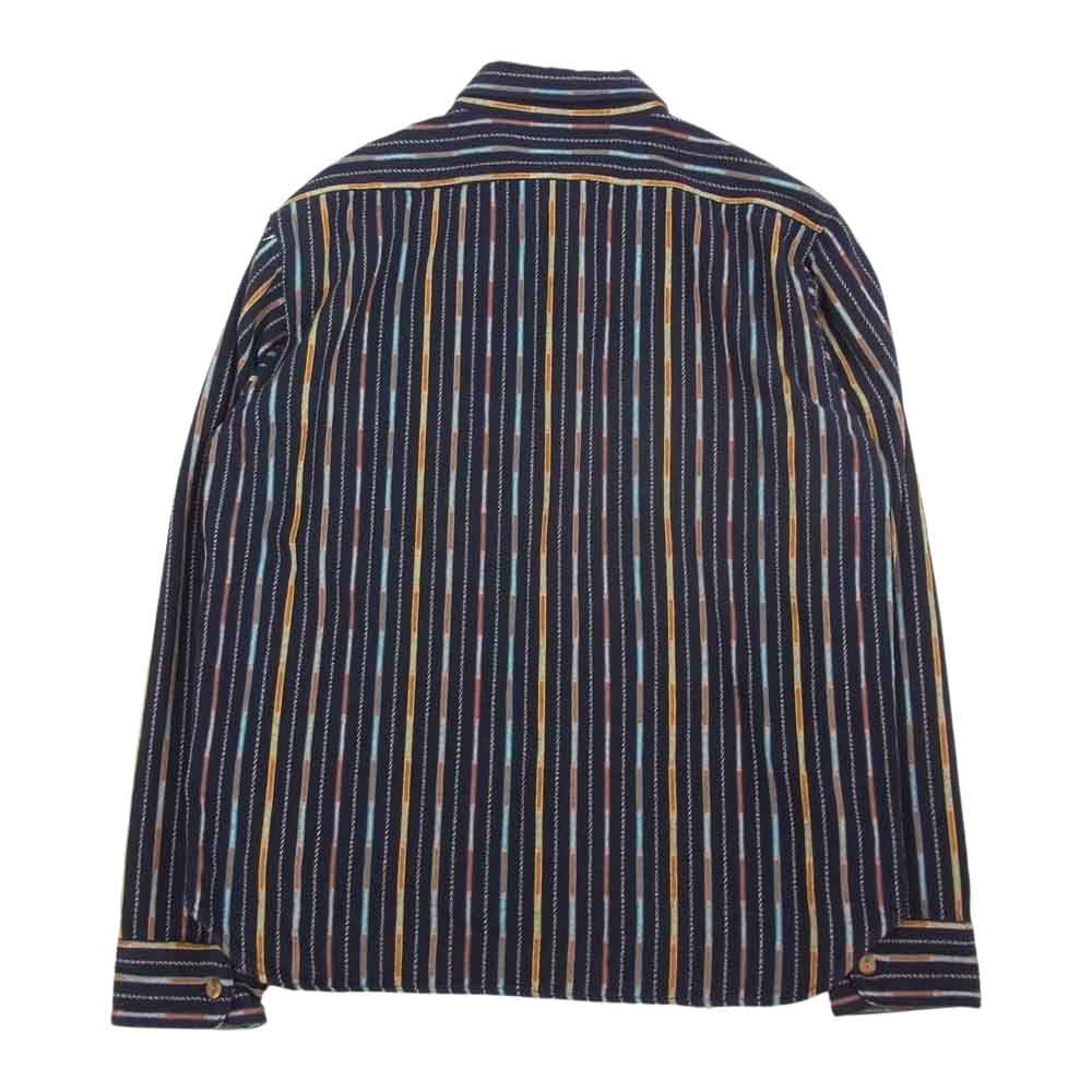 TENDERLOIN テンダーロイン T-NATIVE SHT ネイティブ ストライプ シャツ  ネイビー系 S【中古】