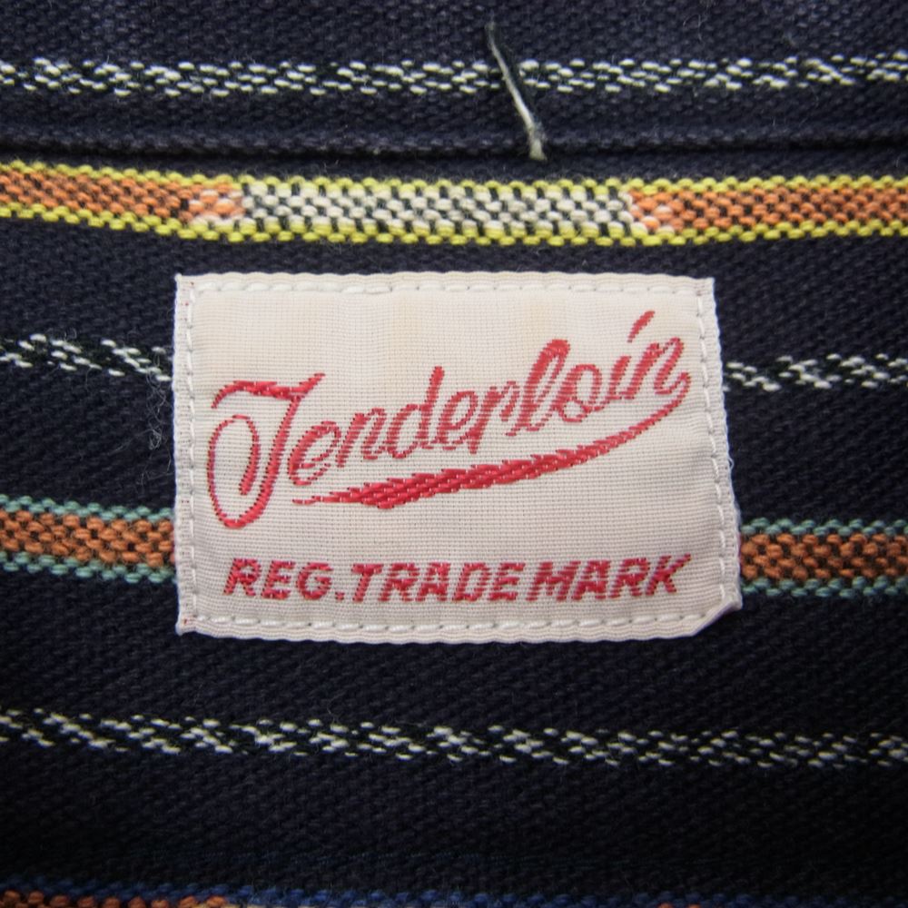 TENDERLOIN テンダーロイン T-NATIVE SHT ネイティブ ストライプ シャツ  ネイビー系 S【中古】