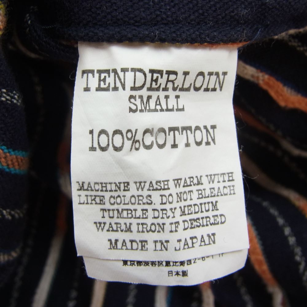 TENDERLOIN テンダーロイン T-NATIVE SHT ネイティブ ストライプ シャツ  ネイビー系 S【中古】