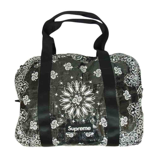 Supreme シュプリーム 21SS  Bandana Tarp Small Duffle Bag バンダナ タープ スモール ダッフルバッグ ナイロンバック ボックスロゴ バッグ  ブラック系【中古】
