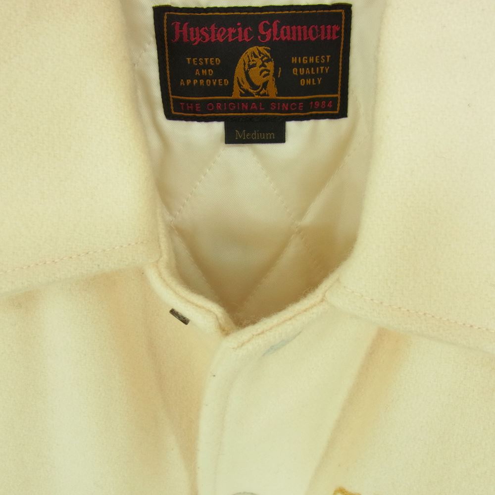 HYSTERIC GLAMOUR ヒステリックグラマー 0243AB02 メルトンコーチJKT スタジアム ジャンパー オフホワイト系 M【中古】