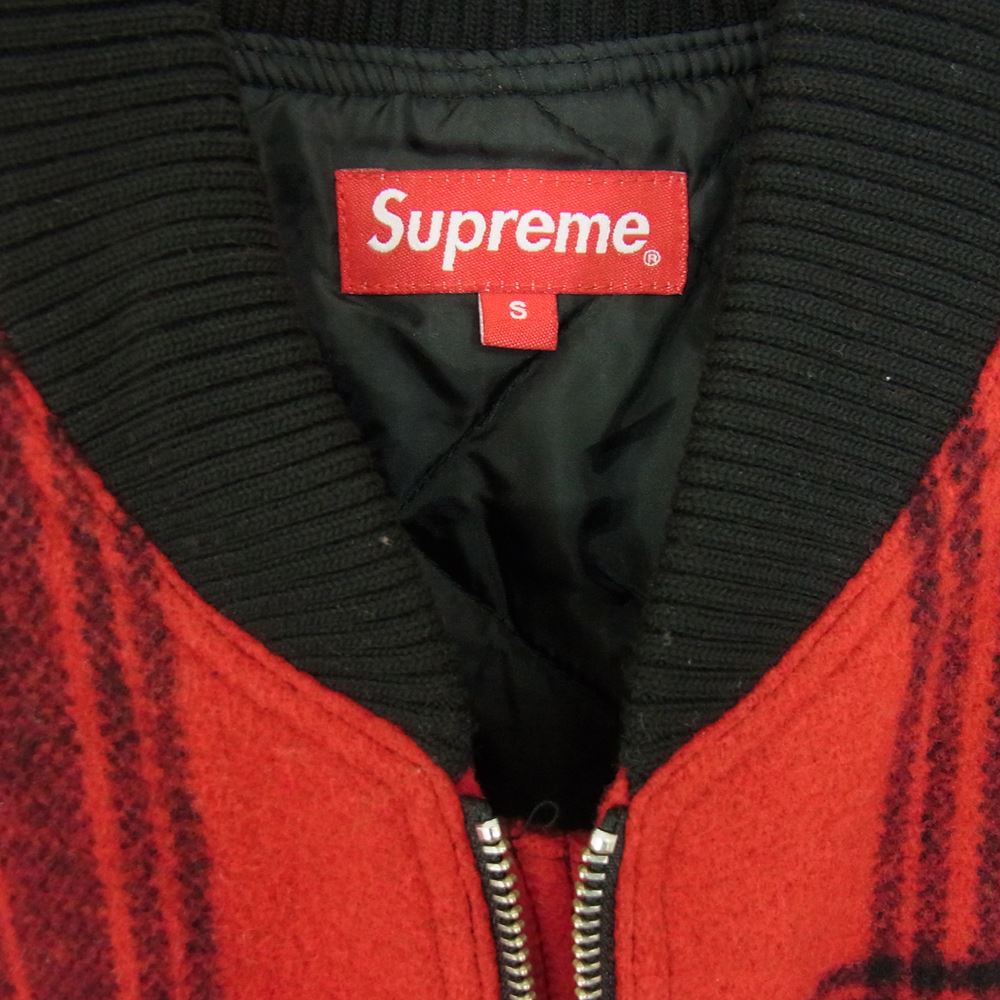 Supreme シュプリーム 19SS Zip Car Jacket ウール チェック ジップ カー ブルゾン ジャケット レッド系 S【中古】