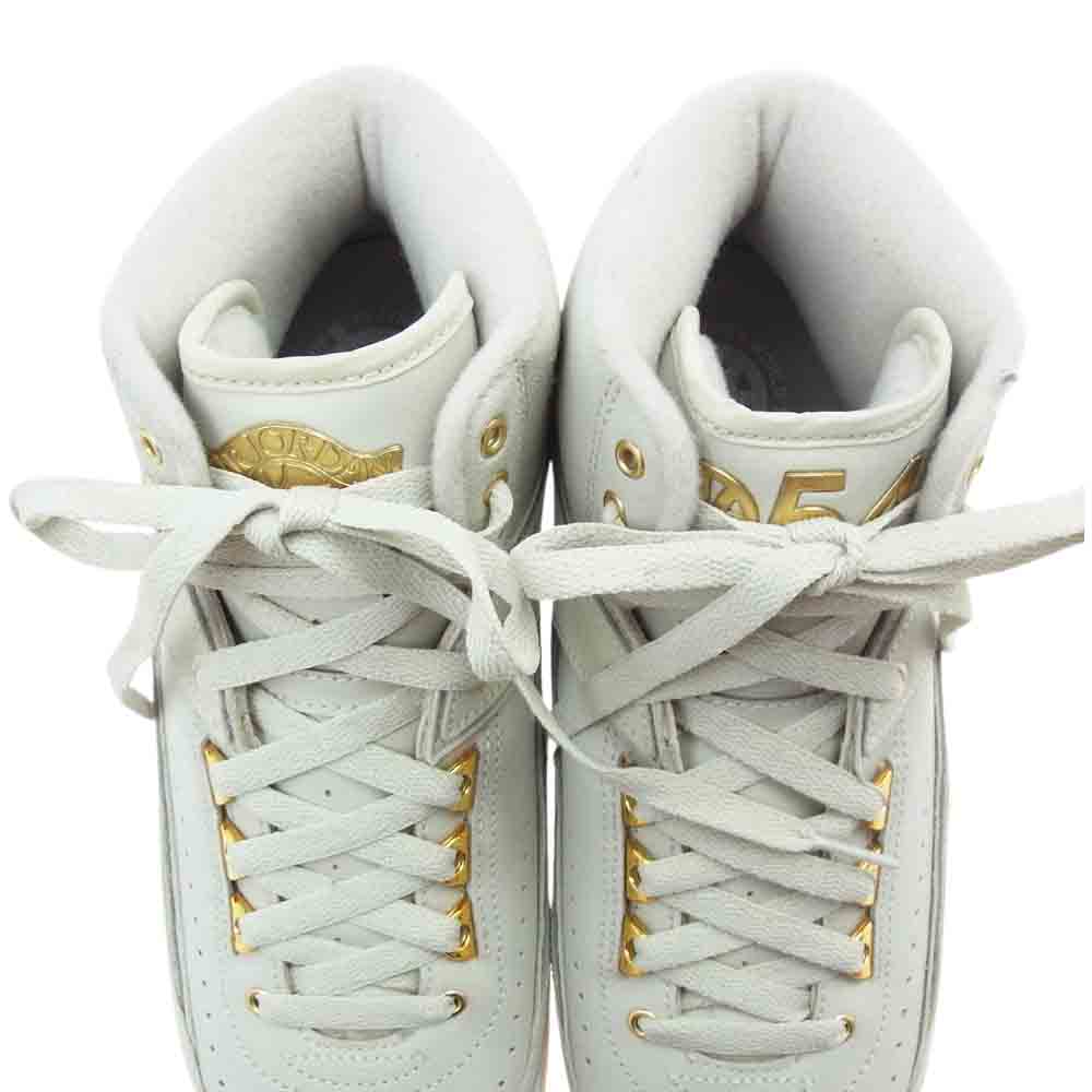 NIKE ナイキ 866035 001 AIR JORDAN 2 RETRO Q54 QUAI 54  light bone metallic gold-white エア ジョーダン レトロ  グレー系 26cm【極上美品】【中古】