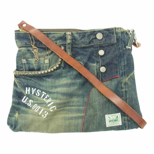 HYSTERIC GLAMOUR ヒステリックグラマー DENIM REMAKE デニム リメイク クラッチ レディース ショルダーバッグ インディゴブルー系【中古】