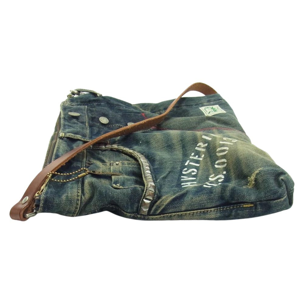 HYSTERIC GLAMOUR ヒステリックグラマー DENIM REMAKE デニム リメイク クラッチ レディース ショルダーバッグ インディゴブルー系【中古】