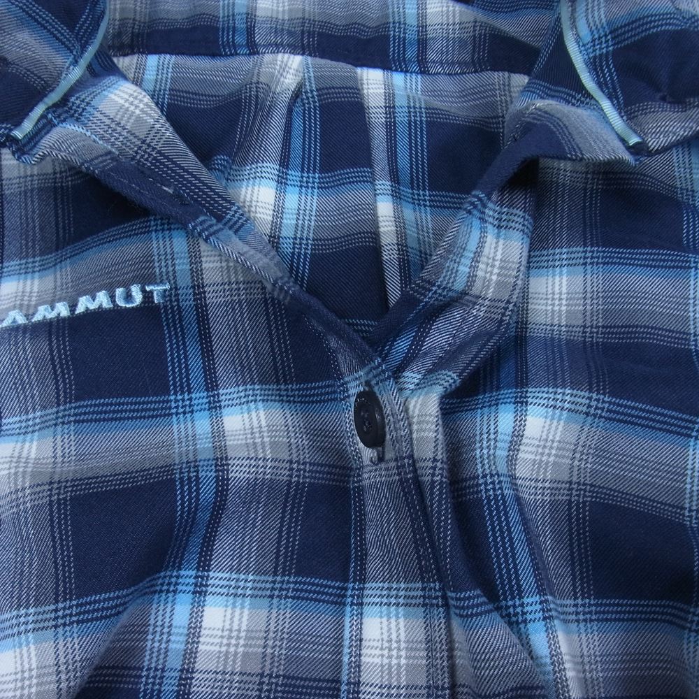 Mammut マムート ロゴ刺繍 長袖 チェックシャツ ブルー系 M【中古】