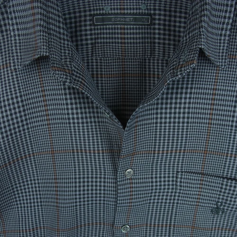 SOPHNET. ソフネット SOPH-212018 SOLOTEX BIG REGULAR COLLAR SHIRT ビッグ レギュラーカラー チェック 長袖 シャツ グレー系 XL【中古】