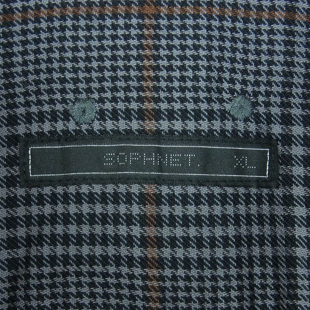 SOPHNET. ソフネット SOPH-212018 SOLOTEX BIG REGULAR COLLAR SHIRT ビッグ レギュラーカラー チェック 長袖 シャツ グレー系 XL【中古】