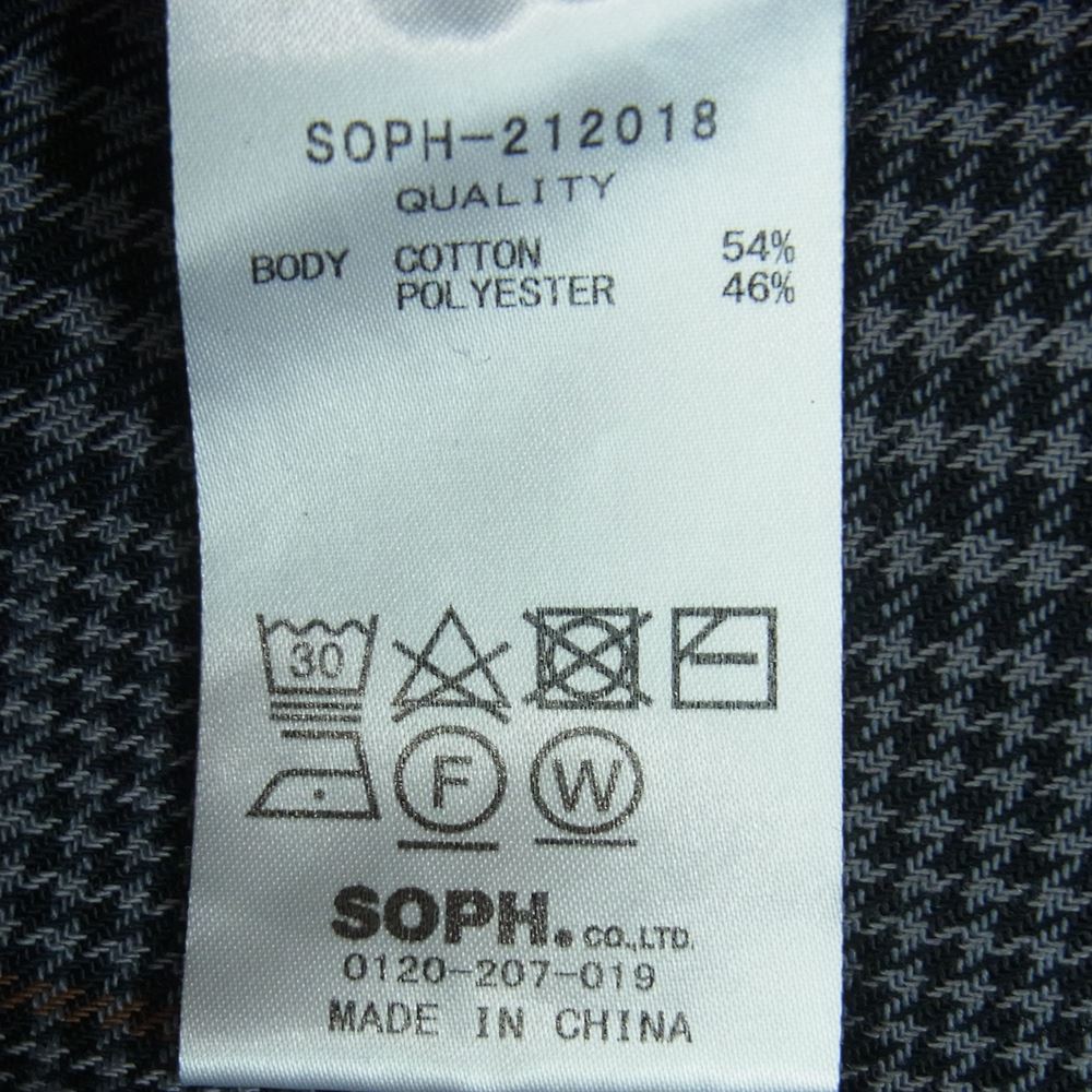SOPHNET. ソフネット SOPH-212018 SOLOTEX BIG REGULAR COLLAR SHIRT ビッグ レギュラーカラー チェック 長袖 シャツ グレー系 XL【中古】