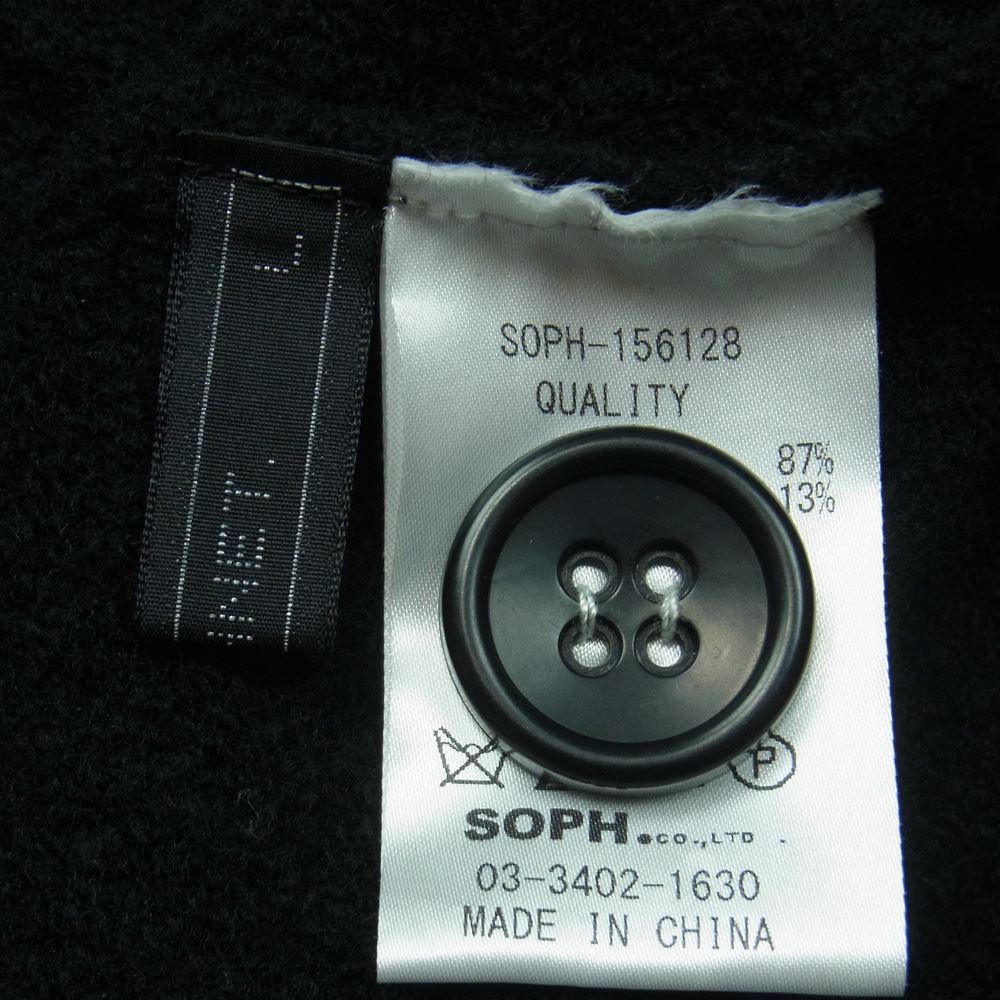 SOPHNET. ソフネット SOPH-156128 BOUCLE WOOL HOODED LONG CARDIGAN ウール フーデッド ロング カーディガン パーカー ブラック系 L【中古】