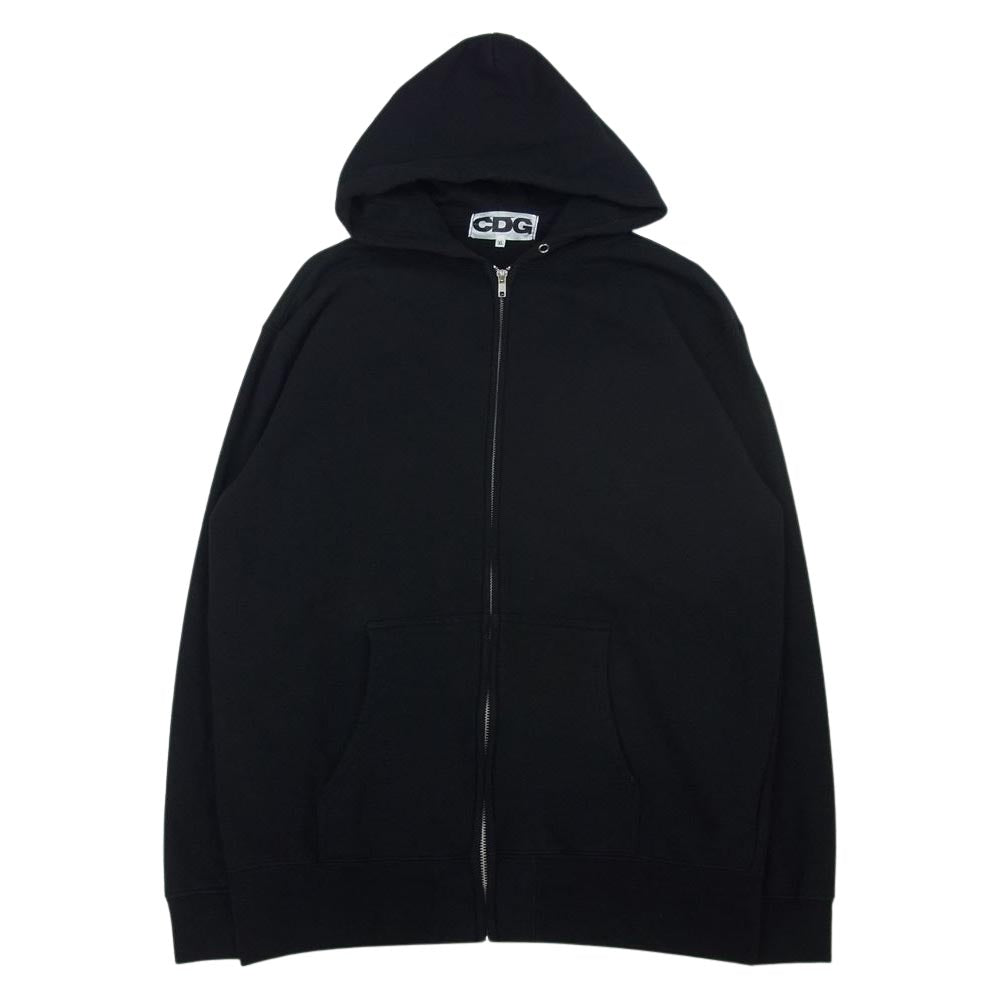 COMME des GARCONS コムデギャルソン AD2018 SB-T014 CDG ホログラムロゴ バックプリント ジップパーカー ブラック系 XL【中古】