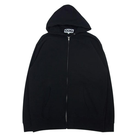 COMME des GARCONS コムデギャルソン AD2018 SB-T014 CDG ホログラムロゴ バックプリント ジップパーカー ブラック系 XL【中古】