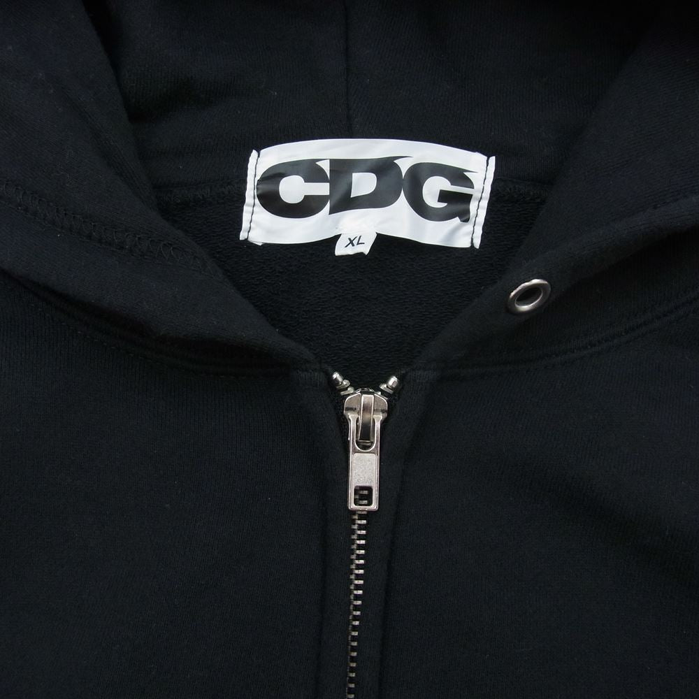 COMME des GARCONS コムデギャルソン AD2018 SB-T014 CDG ホログラムロゴ バックプリント ジップパーカー ブラック系 XL【中古】