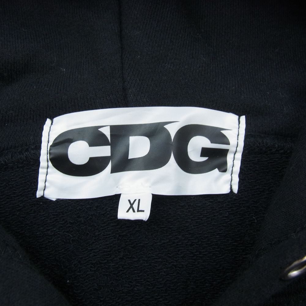 COMME des GARCONS コムデギャルソン AD2018 SB-T014 CDG ホログラムロゴ バックプリント ジップパーカー ブラック系 XL【中古】