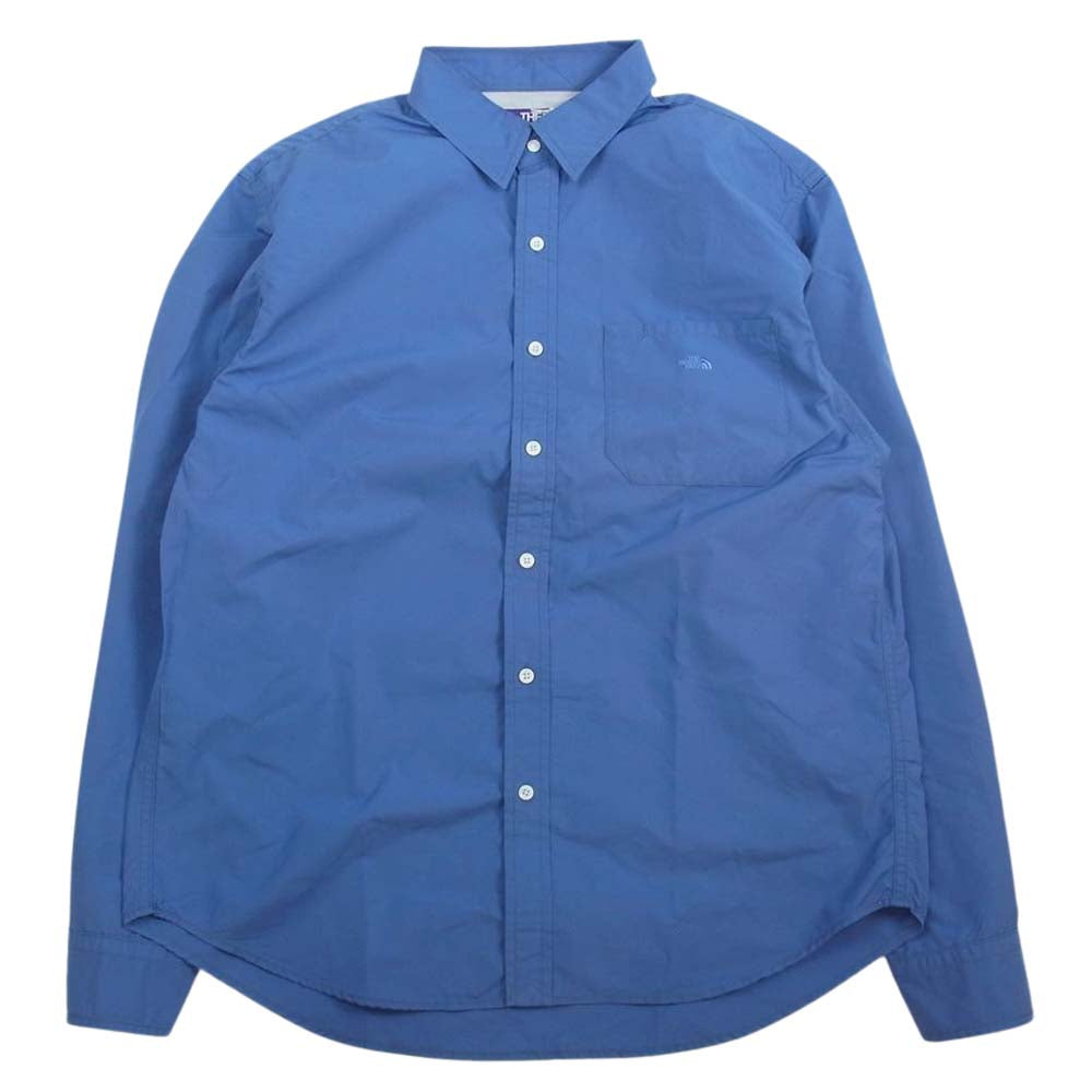 THE NORTH FACE ノースフェイス NT3807N PURPLE LABEL パープルレーベル Cotton Polyester Typewriter Shirt コットン ポリエステル タイプライター シャツ ブルー系 M【中古】