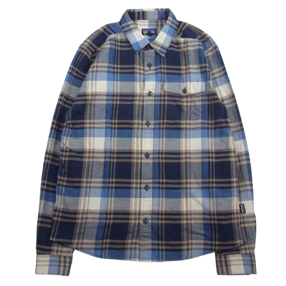 patagonia パタゴニア 19AW 54020 LW Fjord Flannel Shirt ライトウェイト フィヨルド フランネル チェック 長袖 シャツ ネイビー系 S【中古】