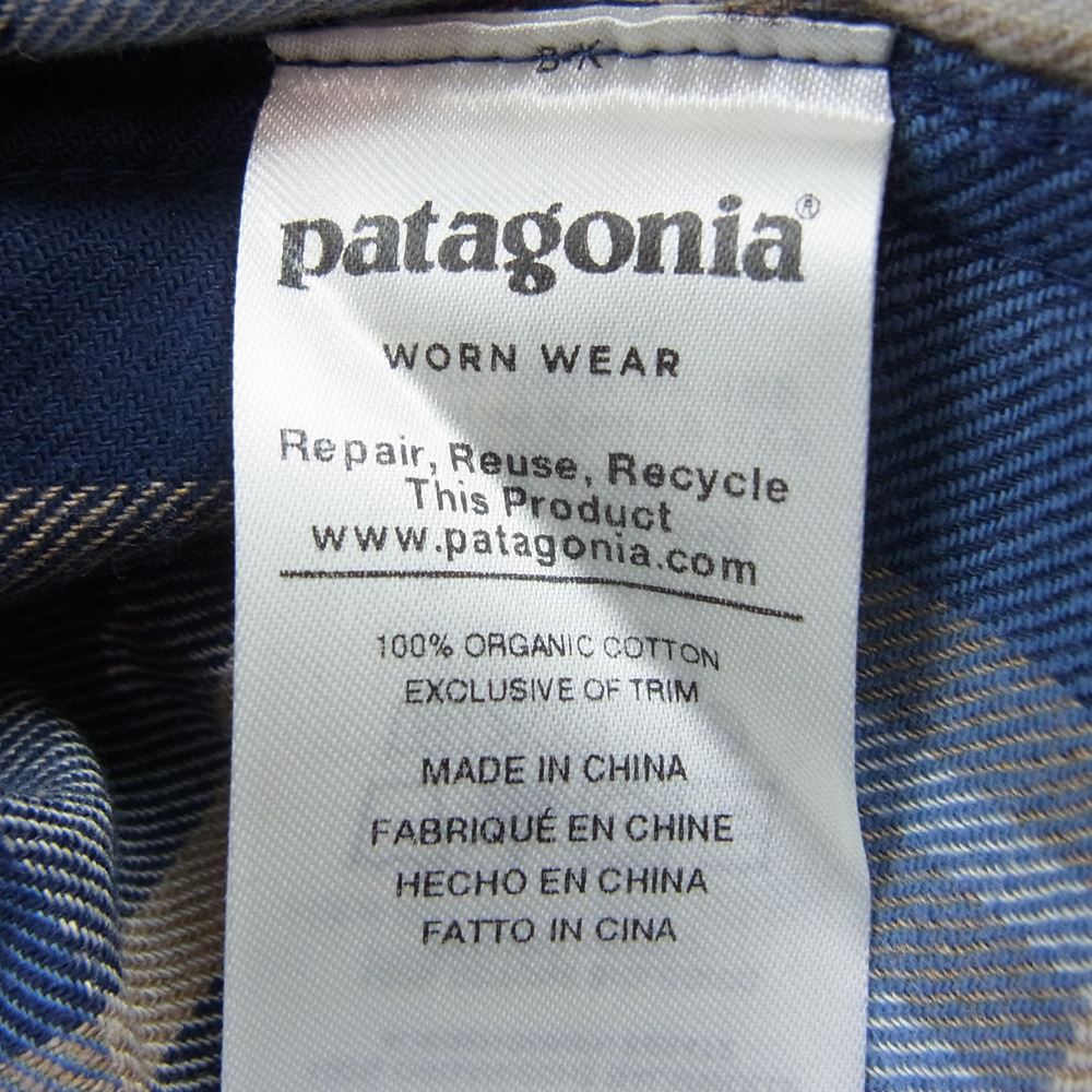 patagonia パタゴニア 19AW 54020 LW Fjord Flannel Shirt ライトウェイト フィヨルド フランネル チェック 長袖 シャツ ネイビー系 S【中古】