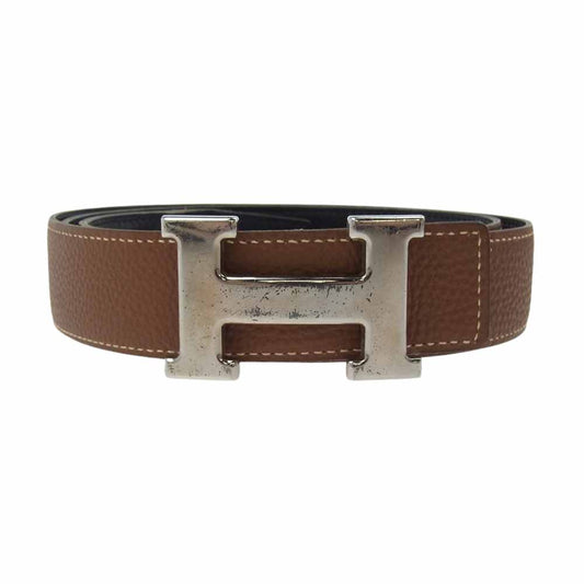 HERMES エルメス コンスタンス レザー ベルト □H刻印  ライトブラウン系【中古】