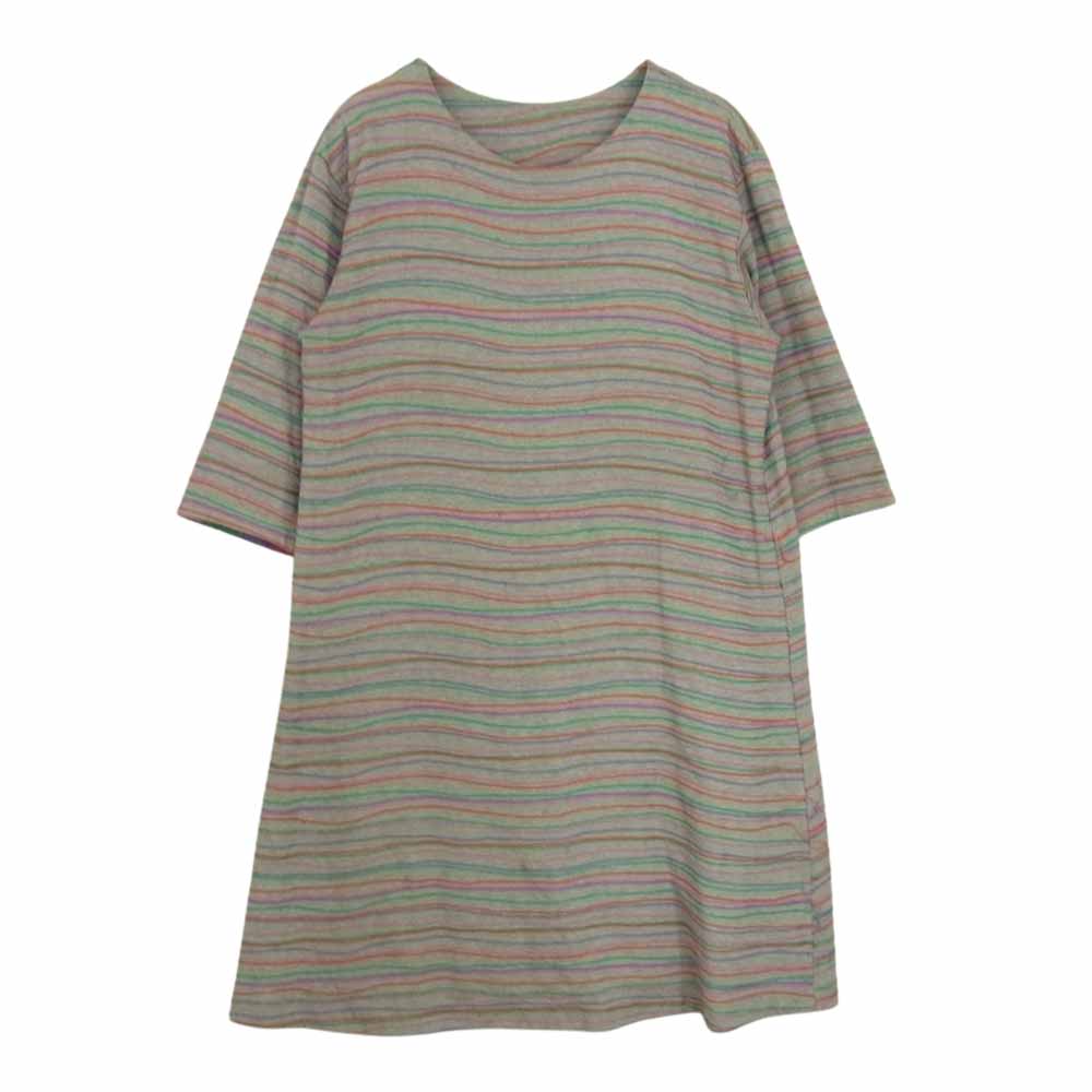ISSEY MIYAKE イッセイミヤケ Haat ハート コットン ワンピース マルチカラー ボーダー グレー系 2【中古】
