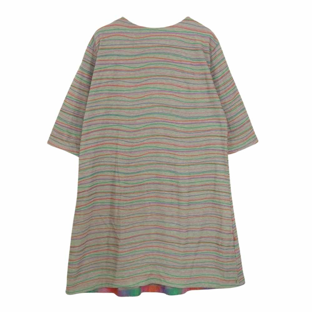 ISSEY MIYAKE イッセイミヤケ Haat ハート コットン ワンピース マルチカラー ボーダー グレー系 2【中古】