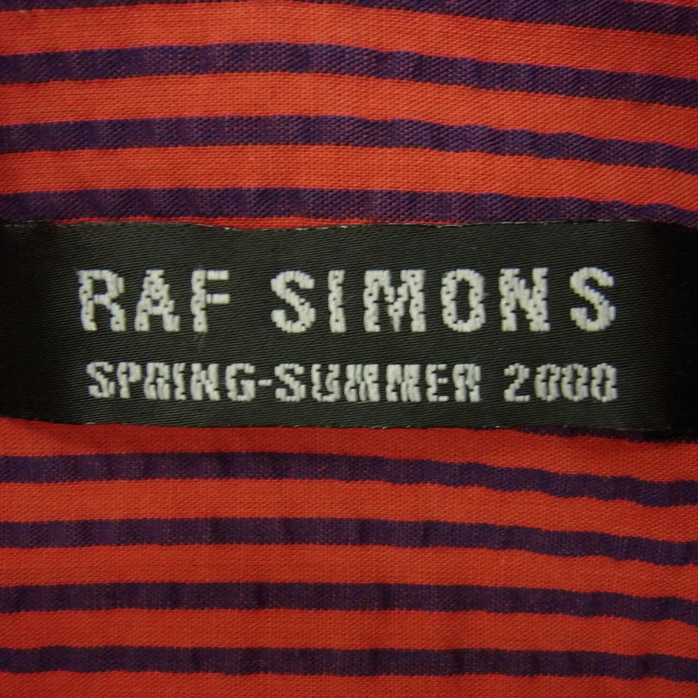 RAF SIMONS ラフシモンズ 00SS アーカイブ ストライプ シアサッカー カットオフ ノースリーブ シャツ レッド系 48【中古】