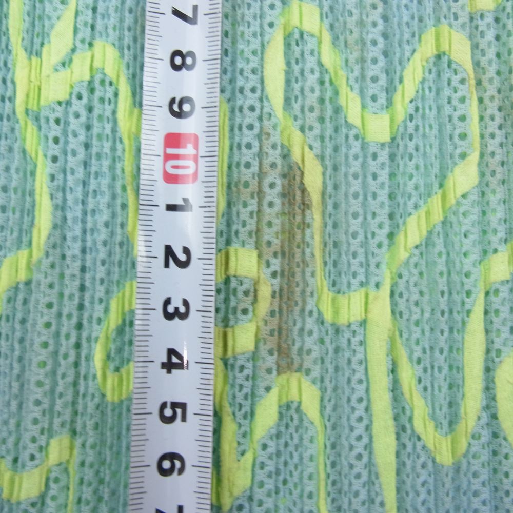 PLEATS PLEASE プリーツプリーズ イッセイミヤケ 総柄 メッシュプリーツ ノースリーブ ワンピース グリーン系 4【中古】