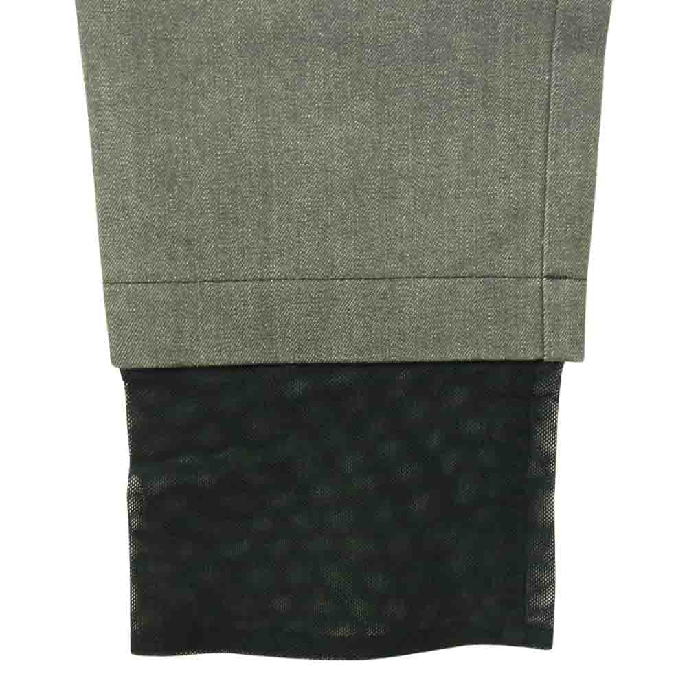 CHANEL シャネル ココボタン 01P コットン デニムパンツ 裾メッシュ ウエストサイドジップ グレー系 40【中古】