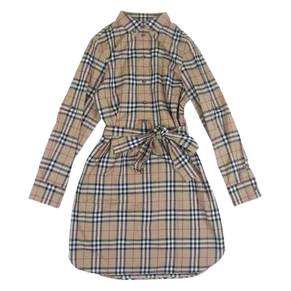 BURBERRY バーバリー 8024585 コットン ノヴァチェック ベルト シャツ ワンピース IT40 ベージュ系 UK8【中古】