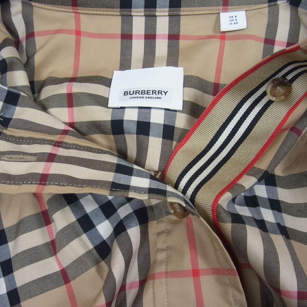 BURBERRY バーバリー 8024585 コットン ノヴァチェック ベルト シャツ ワンピース IT40 ベージュ系 UK8【中古】