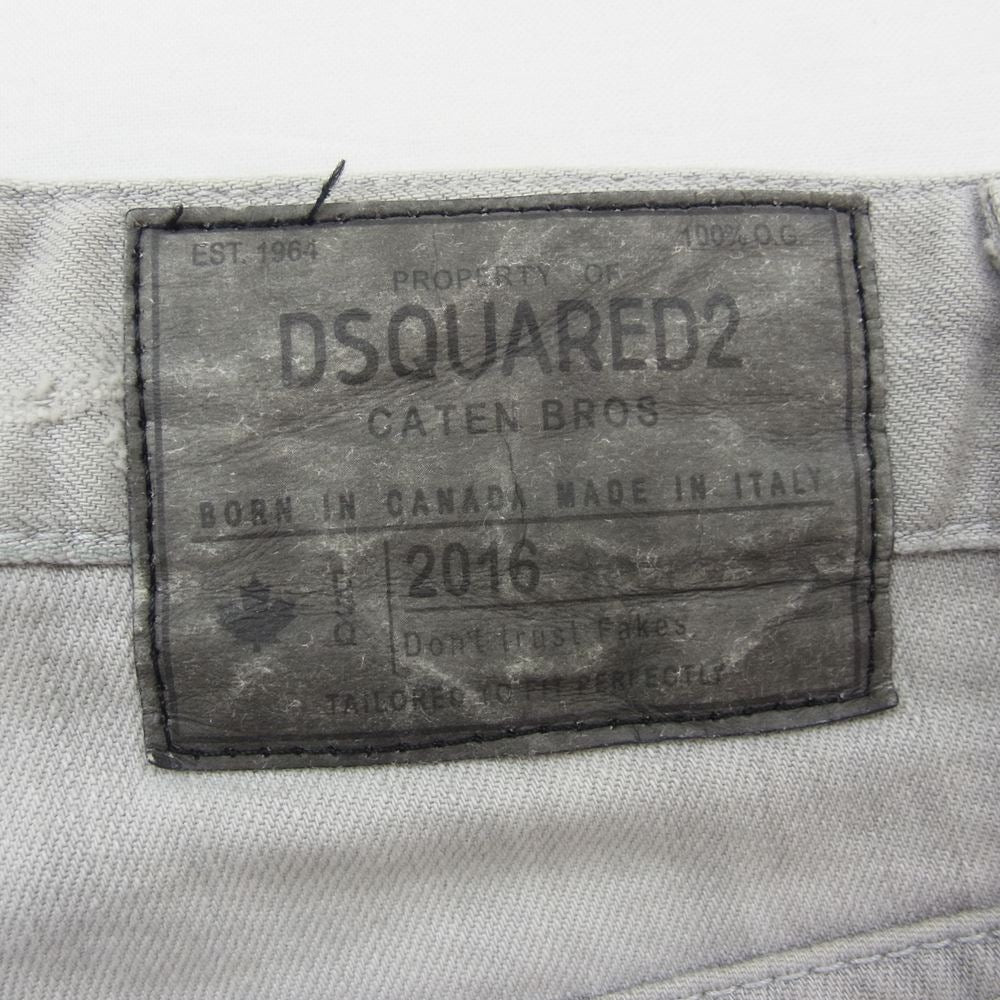 DSQUARED2 ディースクエアード F3-452 ダメージ カラーデニム リペア加工 グレー系 34【中古】