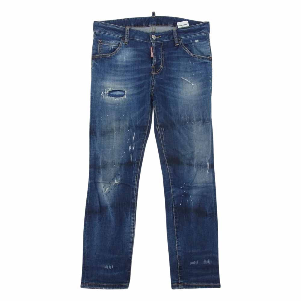 DSQUARED2 ディースクエアード F3-452 ストレッチ ダメージデニム リペア加工 インディゴブルー系 34【中古】